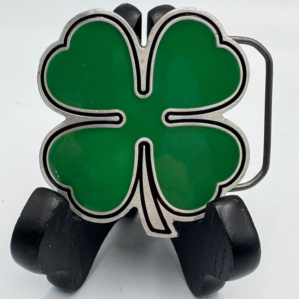 Great American Products 2001 Green Four Leaf Clover Fine Pewter Belt Buckle 4602